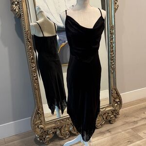 Elegant Black Draped Midi Dress